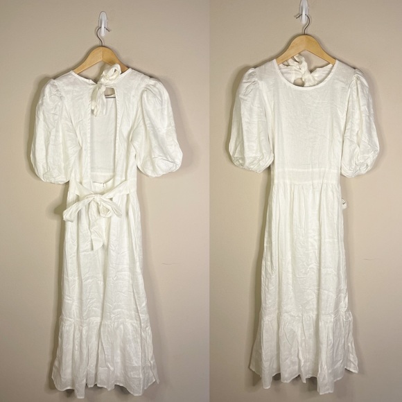 Faithfull the brand | NWT! ROMILLA MIDI DRESS In White Linen Size: 8 - Picture 3 of 6